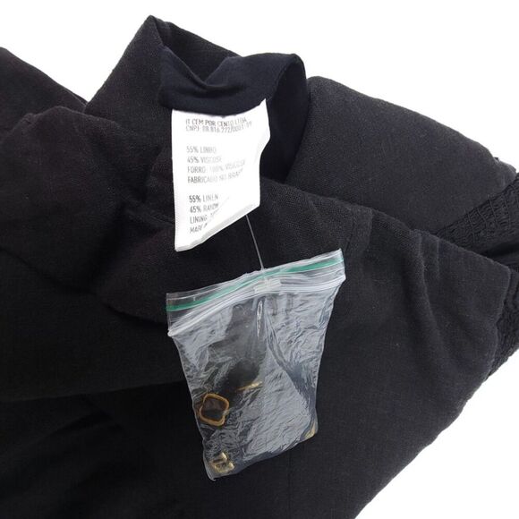 NEW VIX Paula Hermanny Linen Minimal Resort Wide Leg Strapless Jumpsuit Black - Picture 11 of 11